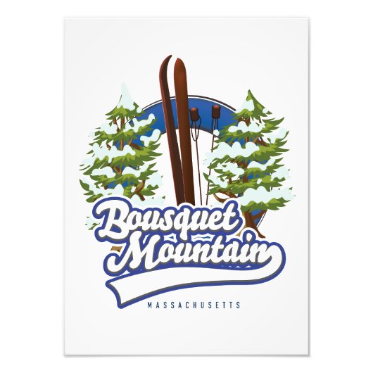Bousquet Mountain Massachusetts Ski logo Foto Afdruk (Voorkant)