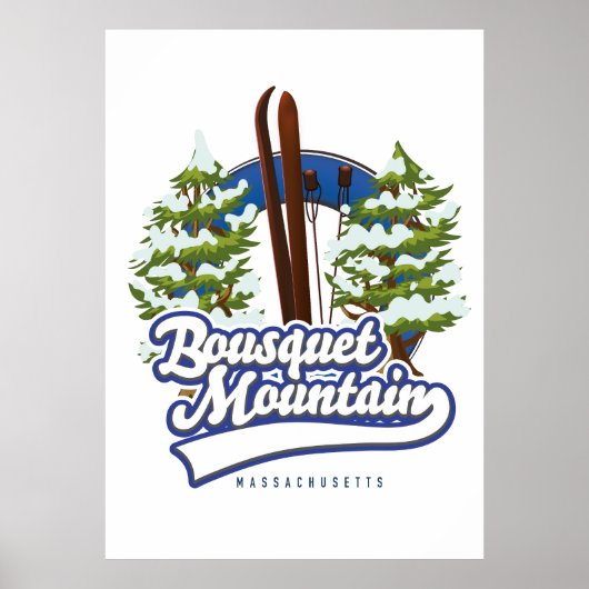 Bousquet Mountain Massachusetts Ski logo Poster (Voorkant)