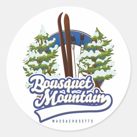 Bousquet Mountain Massachusetts Ski logo Ronde Sticker (Voorkant)