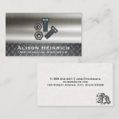 Bouten en moeren | Metallic Background | Stalen Pl Visitekaartje (Voorkant / Achterkant)