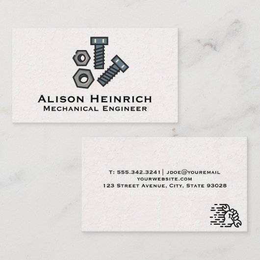 Bouten en moeren visitekaartje (Voorkant / Achterkant)