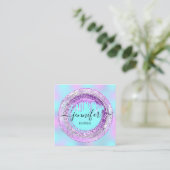 Boutique Beauty Shop Paars Turqoise Blue QR Code Vierkante Visitekaartje (Staand voorkant)