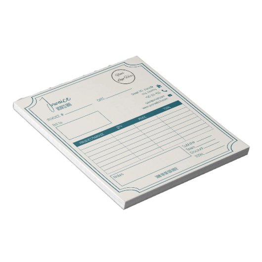 Boutique benzine blauw met logo bedrijfsfactuur notitieblok (Schuin)