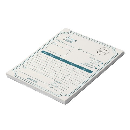 Boutique benzine blauw met logo bedrijfsfactuur notitieblok (Linkerzijde)