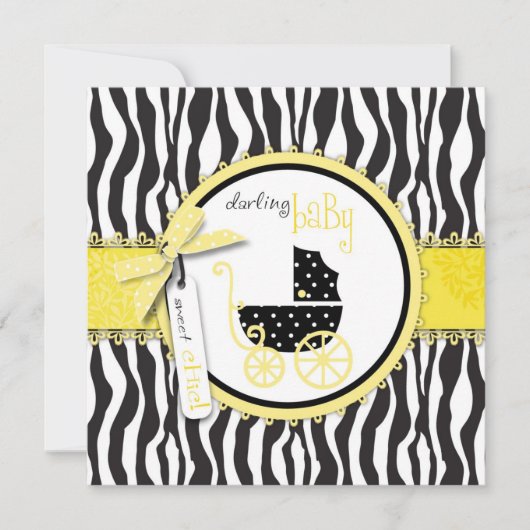 Boutique Chic Invitation Square Baby Kaart (Voorkant)