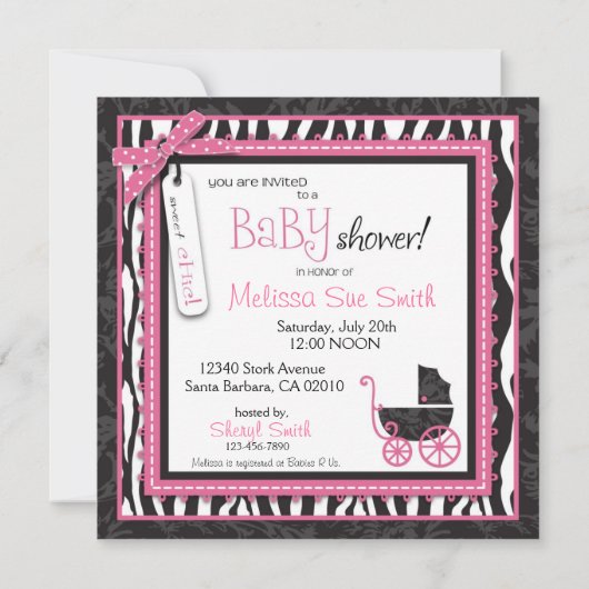 Boutique Chic Invitation Square Kaart (Achterkant)