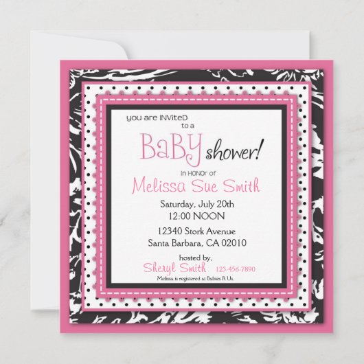 Boutique Chic Invitation Square Kaart (Achterkant)