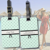 Boutique Chic Mint Green Polka Dot Monogram Bagagelabel