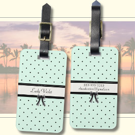 Boutique Chic Mint Green Polka Dot Monogram Bagagelabel
