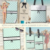 Boutique Chic Mint Green Polka Dot Monogram Diary Notitieboek