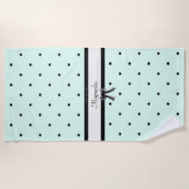 Boutique Chic Mint Green Polka Dot Monogram Strandlaken (Voorkant)