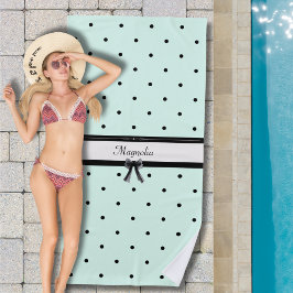 Boutique Chic Mint Green Polka Dot Monogram Strandlaken