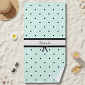 Boutique Chic Mint Green Polka Dot Monogram Strandlaken