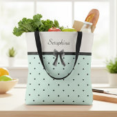 Boutique Chic Mint Green Polka Dot Monogram Tote Bag
