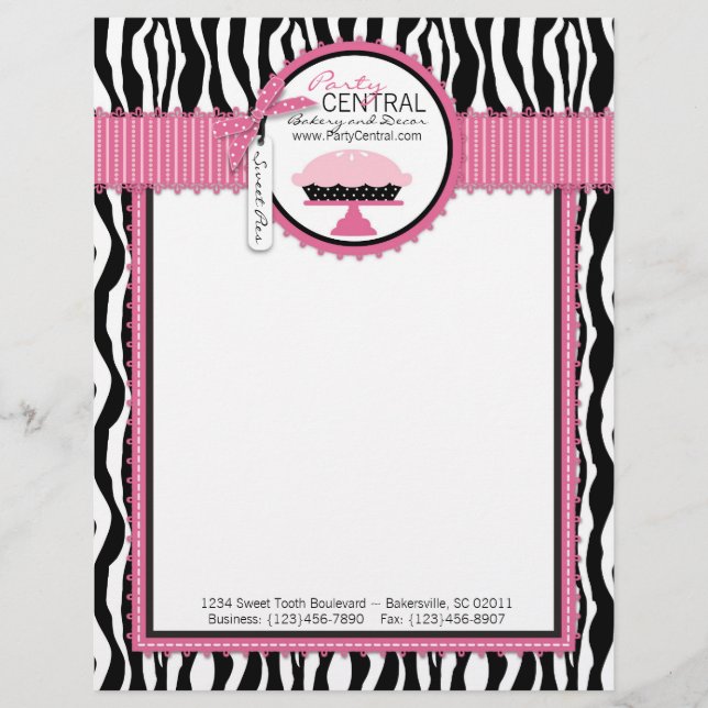Boutique Chic Pie Bakery Letterhead Persoonlijk Briefhoofd (Voorkant)