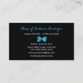 Boutique Chique Giraffe Print Aqua Blue Lint Boog Visitekaartje (Achterkant)