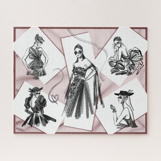 Boutique Couture Modeontwerper Schets Puzzel (Horizontaal)