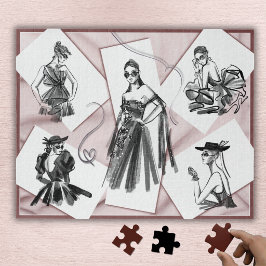 Boutique Couture Modeontwerper Schets Puzzel