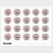 Boutique eyelashes winkelroze glitter ronde sticker (Vel)