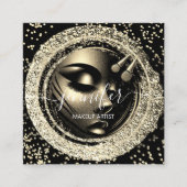Boutique Glitter Effect Lijst Make-up Artiest Logo Vierkante Visitekaartje (Voorkant)