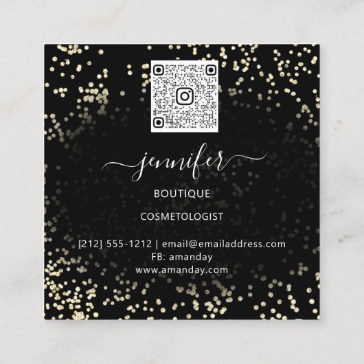 Boutique Glitter Effect Lijst Make-up Artiest Logo Vierkante Visitekaartje (Achterkant)