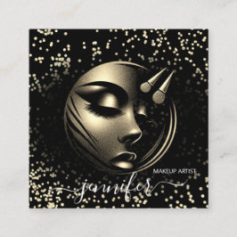 Boutique Glitter Lijst Make-up Artiest Logo Zwart  Vierkante Visitekaartje
