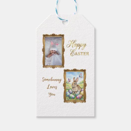 Boutique Gold Frame Photo Keepsake Easter  Cadeaulabel (Voorkant)