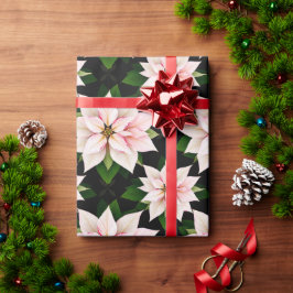 Boutique Holiday Blush Poinsettia Rolled Gift Wrap Cadeaupapier