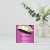 Boutique Lashes Extension Roze Gold Vierkante Visitekaartje (Staand voorkant)