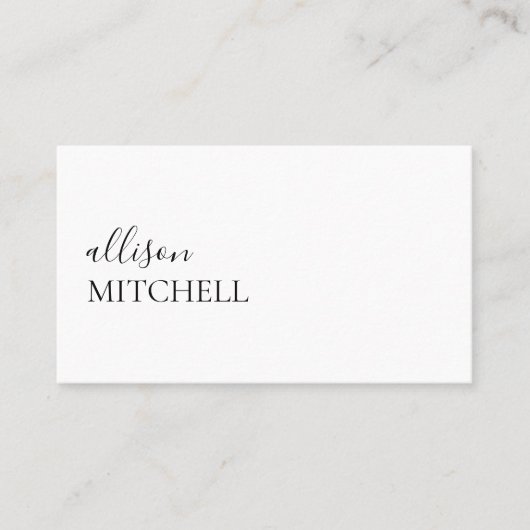 Boutique Luxe Script Uniek Minimalistisch Wit Visitekaartje (Voorkant)