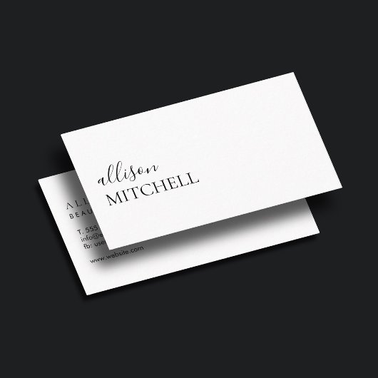 Boutique Luxe Script Uniek Minimalistisch Wit Visitekaartje