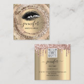 Boutique Makeup Lashes Faux Gold Roos QR Lash Vierkante Visitekaartje (Voorkant / Achterkant)