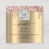 Boutique Makeup Lashes Faux Gold Roos QR Lash Vierkante Visitekaartje (Achterkant)