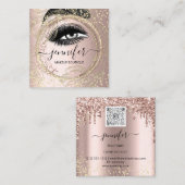 Boutique Makeup Lashes Floral Roos QR Lashes Brows Vierkante Visitekaartje (Voorkant / Achterkant)