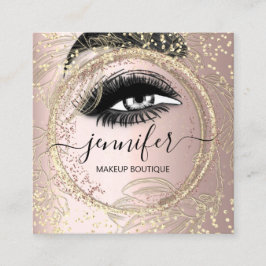 Boutique Makeup Lashes Floral Roos QR Lashes Brows Vierkante Visitekaartje