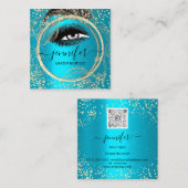 Boutique Makeup Lashes Gold QR Code Lashes Brows Vierkante Visitekaartje (Voorkant / Achterkant)