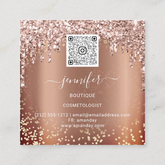 Boutique Makeup Lashes Roos QR Code Lashes Brows Vierkante Visitekaartje (Achterkant)