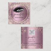 Boutique Makeup Lashes Roos QR Code Lashes Brows Vierkante Visitekaartje (Voorkant / Achterkant)