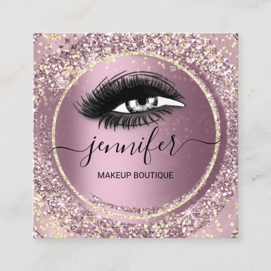 Boutique Makeup Lashes Roos QR Code Lashes Brows Vierkante Visitekaartje (Voorkant)
