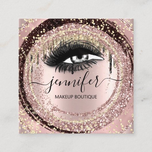 Boutique Makeup Lashes Roos QR Lash Vierkante Visitekaartje (Voorkant)