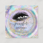 Boutique Makeup Shop Lash QR Code Holograftion Lij Vierkante Visitekaartje (Voorkant)