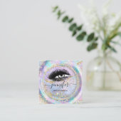 Boutique Makeup Shop Lash QR Code Holograftion Lij Vierkante Visitekaartje (Staand voorkant)