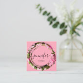 Boutique Mimetic Camouflage Militaire Mode Roze Vierkante Visitekaartje (Staand voorkant)