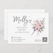 Boutique Naaien & Wijzigingen Roze & Grijs Briefkaart (Voorkant / Achterkant)