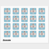 Boutique Online Winkelen Roos QR Code Logo Blauw Vierkante Sticker (Vel)