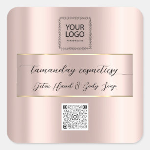 Boutique Online Winkelen Roos QR Code Logo Gold Vierkante Sticker