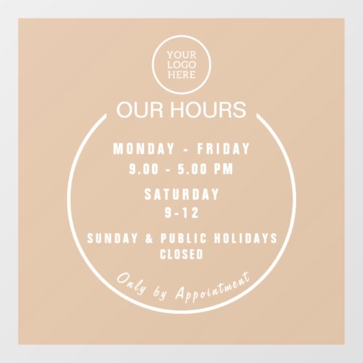 Boutique Openingstijden Venster Cling Raamsticker (Vel)