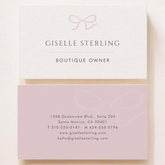 Boutique Owner Pink Bow Visitekaartje