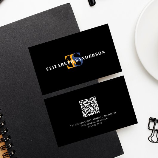 Boutique Retro Monogram QR Code Visitekaartje