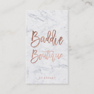 Boutique script roos gouden typografie marmer visitekaartje